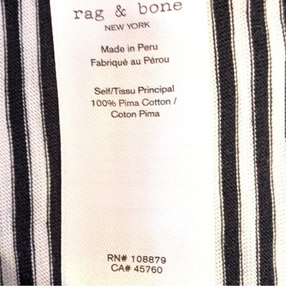 Rag & Bone | The Slub Tee Pima Cotton Mini Dress Black & White | Size XS Casual - Picture 4 of 4